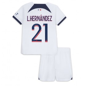 Paris Saint-Germain Lucas Hernandez #21 Borta Kläder Barn 2023-24 Kortärmad (+ Korta byxor)